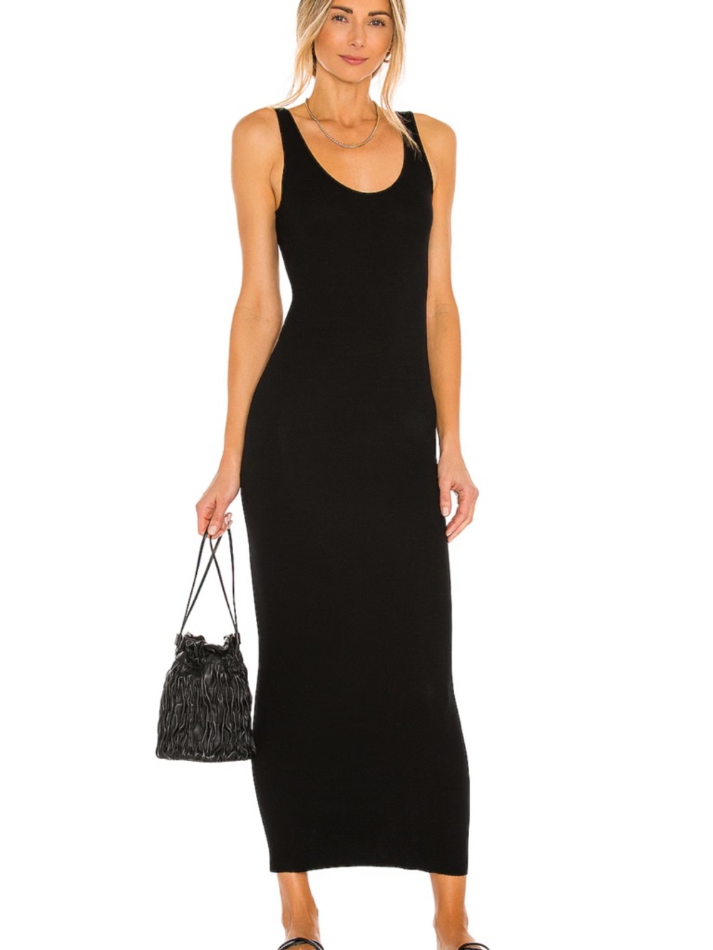Enza Costa Black Sleeveless Scoop Neck Maxi Dress - Women